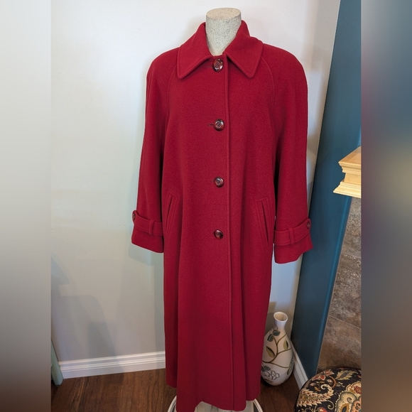 Vintage 1980's  HannaH Red Cashmere & Wool Blend Coat Size 10 - Picture 1 of 16
